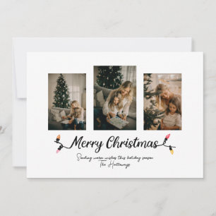Cartes Pour Fêtes Annuelles Lumières de chaîne simples 3 Photo Noël 