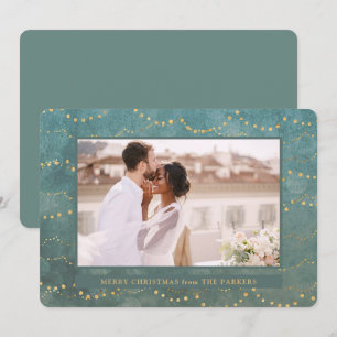 Cartes Pour Fêtes Annuelles Lumières de fée d'or   Élégant Noël d'une photo