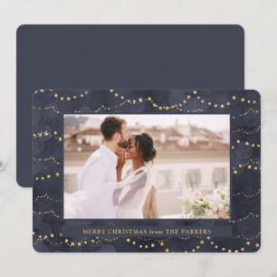 Cartes Pour Fêtes Annuelles Lumières de fée d'or   Élégant Noël d'une photo