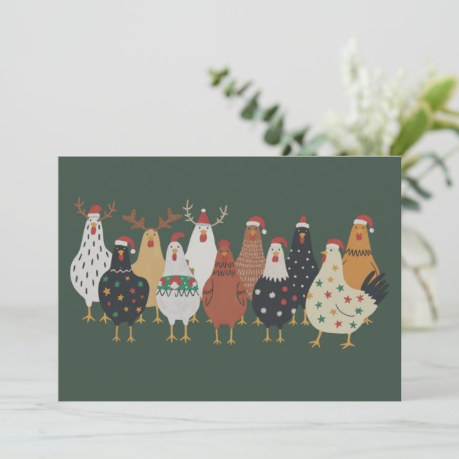 Cartes Pour Fêtes Annuelles Lumières de ferme de poulet de Noël Cadeau d'amour (Debout devant)