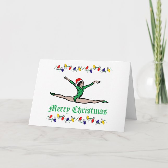 Cartes Pour Fêtes Annuelles Lumières de Joyeux Noël de gymnaste (Devant)