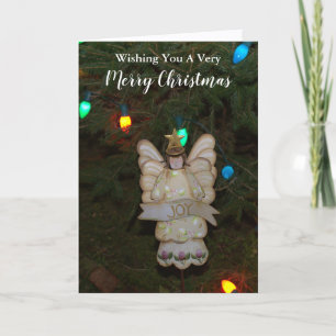 Cartes Pour Fêtes Annuelles Lumières de l'arbre de l'ange de la joie de Noël