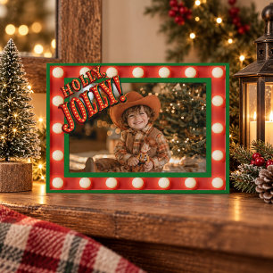 Cartes Pour Fêtes Annuelles Lumières de Marquee Rétro Photo de Noël
