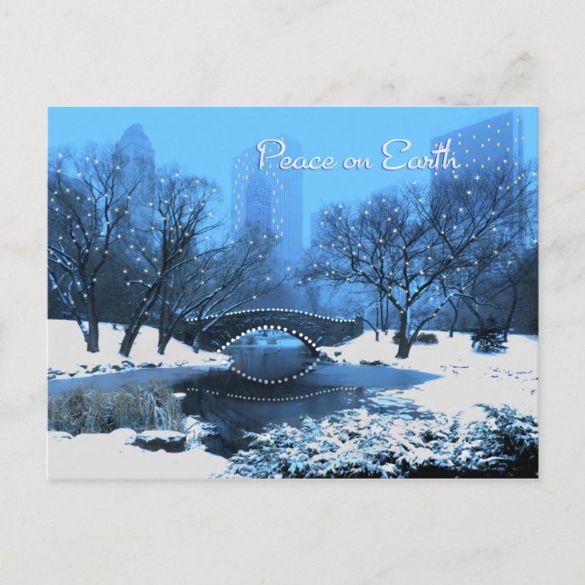 Cartes Pour Fêtes Annuelles Lumières de neige et de vacances à Central Park Pe (Devant)