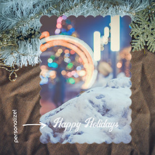 Cartes Pour Fêtes Annuelles Lumières de neige et d'hiver