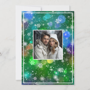Cartes Pour Fêtes Annuelles Lumières de Noël Bokeh Flocons de neige Photo