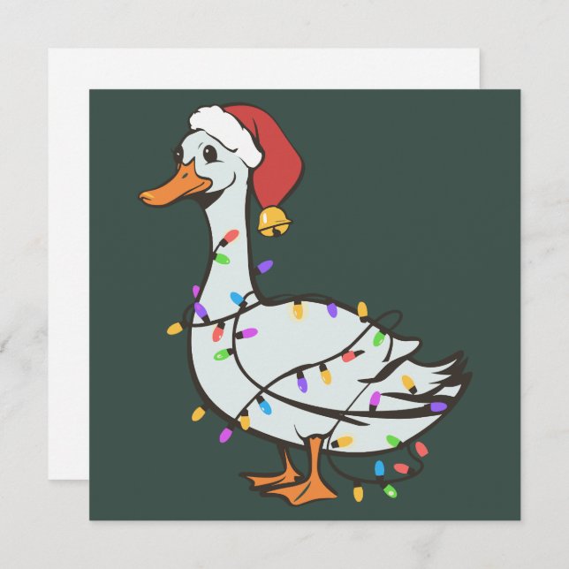 Cartes Pour Fêtes Annuelles Lumières de Noël Canard Drôle Dinde Rigolote Lumiè (Devant / Derrière)