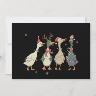 Cartes Pour Fêtes Annuelles Lumières de Noël Canards Animaux Drôles Amoureux d