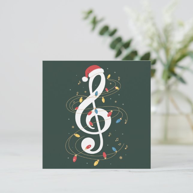 Cartes Pour Fêtes Annuelles Lumières de Noël Clé de Sol Amoureux de Musique Mu (Debout devant)