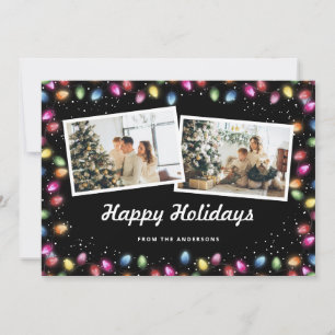 Cartes Pour Fêtes Annuelles Lumières de Noël colorées photo Noir 2