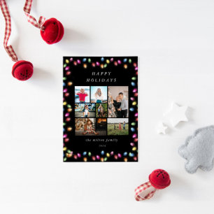 Cartes Pour Fêtes Annuelles Lumières de Noël colorées Photos multiples