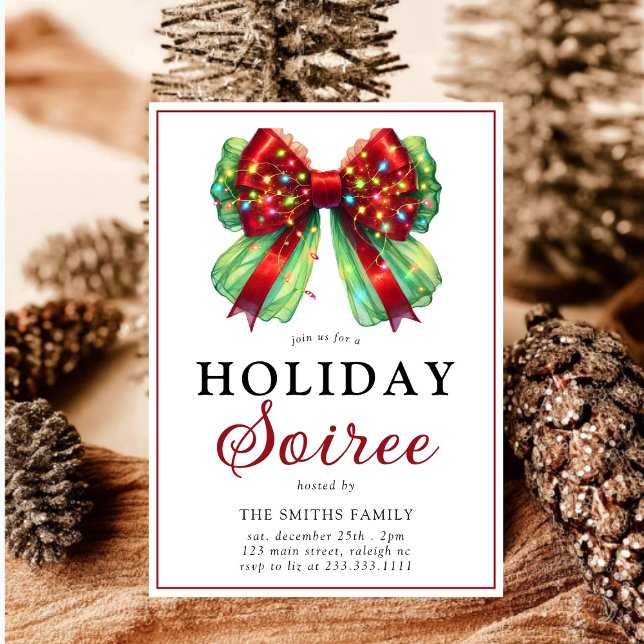 Cartes Pour Fêtes Annuelles Lumières de Noël de Bow moderne Sorie de vacances (Créateur téléchargé)