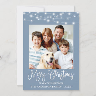 Cartes Pour Fêtes Annuelles Lumières de Noël de calligraphie amusante Photo Bl