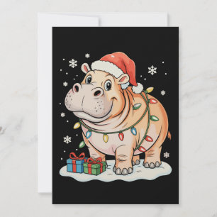 Cartes Pour Fêtes Annuelles Lumières de Noël de l'amant de l'hippopotame Saiso