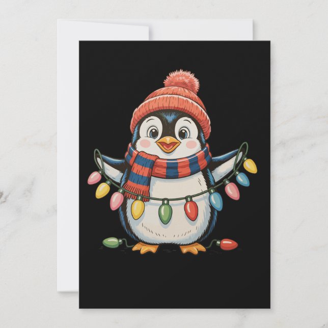 Cartes Pour Fêtes Annuelles Lumières de Noël de Penguin Noël Noël Noël Noël No (Devant)