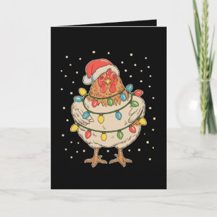 Cartes Pour Fêtes Annuelles Lumières de Noël de poulet Chapeau de Santa Fêtes