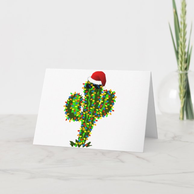 Cartes Pour Fêtes Annuelles Lumières de Noël du Saguaro (Devant)