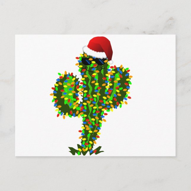 Cartes Pour Fêtes Annuelles Lumières de Noël du Saguaro (Devant)