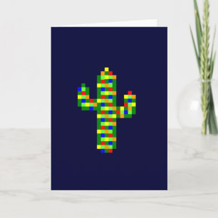 Cartes Pour Fêtes Annuelles Lumières de Noël du Saguaro 8 bits