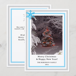 Cartes Pour Fêtes Annuelles Lumières de Noël en flocons de neige bleus INSÉRER