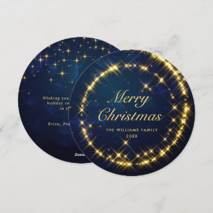 Cartes Pour Fêtes Annuelles Lumières de Noël étincelantes Gold Navy