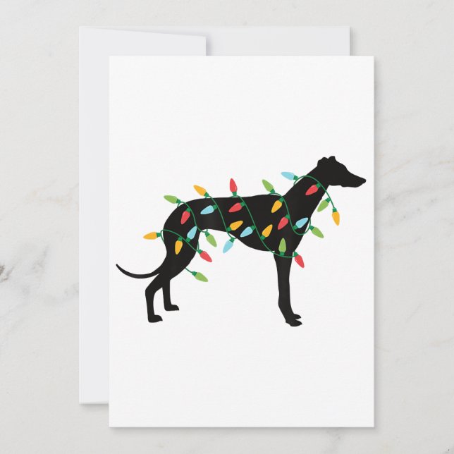 Cartes Pour Fêtes Annuelles Lumières de Noël Greyhound Cute Cadeaux Amoureux d (Devant)
