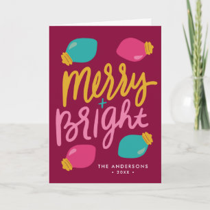 Cartes Pour Fêtes Annuelles Lumières de Noël Merry and Bright Non-Photo