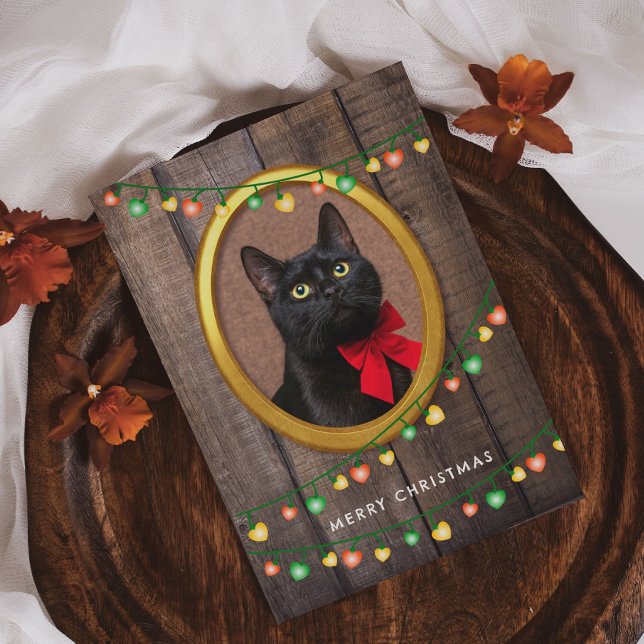 Cartes Pour Fêtes Annuelles Lumières de Noël rustiques et mignonnes Ajoutez vo (Créateur téléchargé)