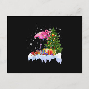 Cartes Pour Fêtes Annuelles Lumières de sapin de Noël flamant rose