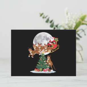 Cartes Pour Fêtes Annuelles Lumières de sapin de Noël Funny Santa chevauchant 