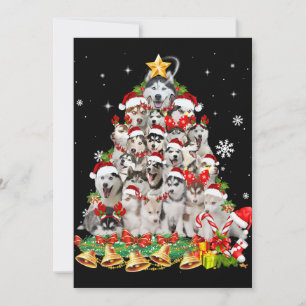 Cartes Pour Fêtes Annuelles Lumières de sapin de Noël Husky sibérien Chien drô