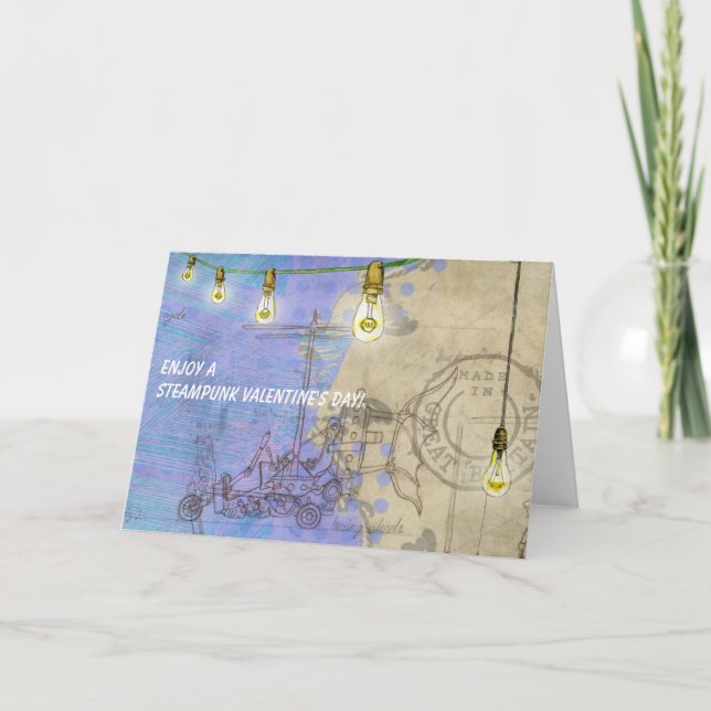 Cartes Pour Fêtes Annuelles Lumières de Steampunk Edison une Saint-Valentin de (Devant)