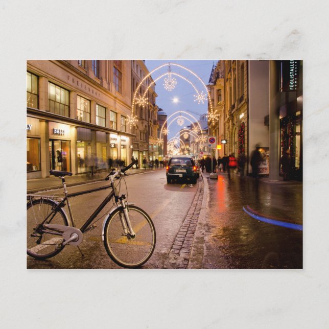 Cartes Pour Fêtes Annuelles Lumières de vacances à Bâle, Suisse (Devant)