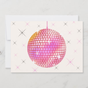 Cartes Pour Fêtes Annuelles Lumières disco rétro rose