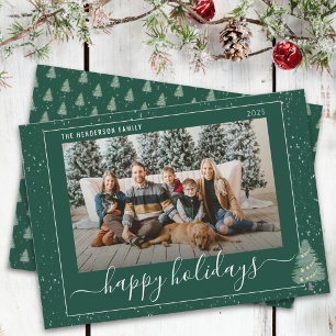 Cartes Pour Fêtes Annuelles Lumières Festives de Sapin Moderne Photo de Neige 