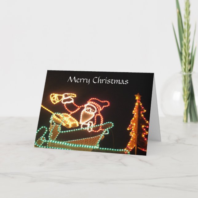 Cartes Pour Fêtes Annuelles Lumières père Noël (Devant)