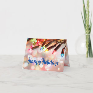 Cartes Pour Fêtes Annuelles Lumières scintillantes multicolores de Noël bokeh