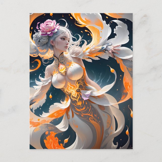 Cartes Pour Fêtes Annuelles Lumineuse lune lady est une femme splash art qui e (Devant)