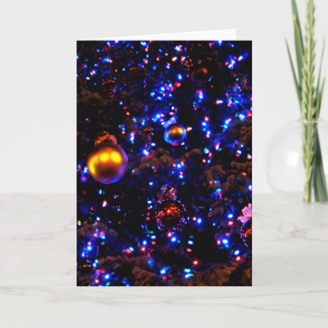 Cartes Pour Fêtes Annuelles Luminosité de vacances bleu (Devant)
