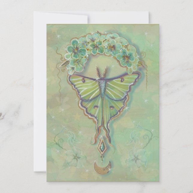 Cartes Pour Fêtes Annuelles Luna Moth moon design par Renee Lavoie (Devant)