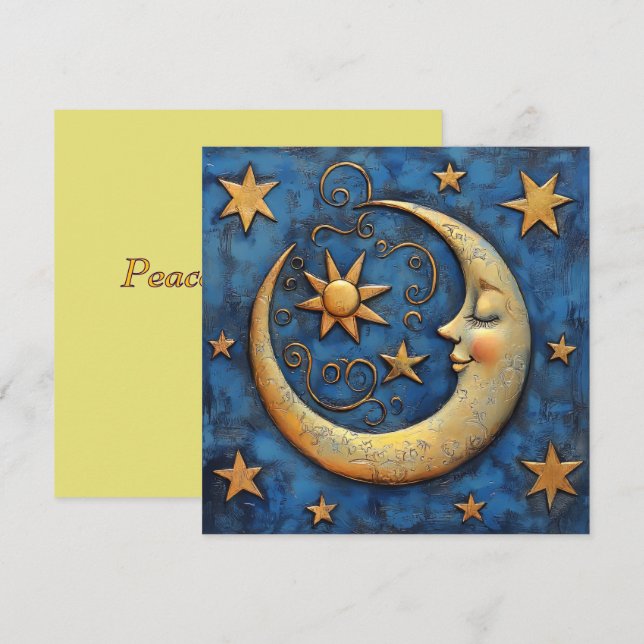 Cartes Pour Fêtes Annuelles Lune céleste (Devant / Derrière)