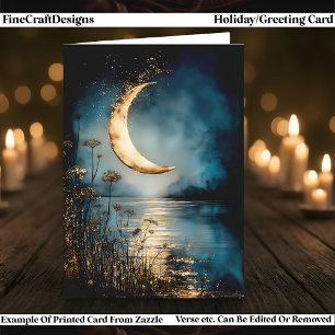 Cartes Pour Fêtes Annuelles Lune de Yule et Solstice d'Hiver Reflet d'Eau au C