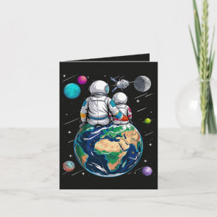 Cartes Pour Fêtes Annuelles Lune et astronaute