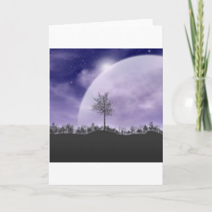 Cartes Pour Fêtes Annuelles Lune Lumière Étoiles Ciel Arbres Whimsical Personn