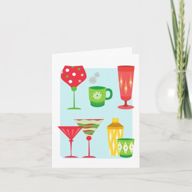 Cartes Pour Fêtes Annuelles Lunettes de Cocktail de Noël Moderne (Devant)