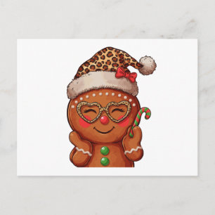Cartes Pour Fêtes Annuelles Lunettes de cœur de Noël au pain d'épice léopard N