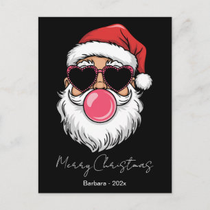 Cartes Pour Fêtes Annuelles Lunettes de cœur rose Bubble Gum Santa Cool