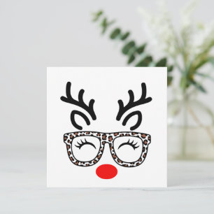 Cartes Pour Fêtes Annuelles Lunettes de léopard de renne de Noël Vacances