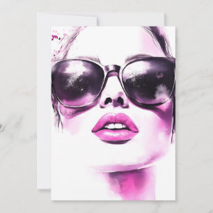 Cartes Pour Fêtes Annuelles Lunettes de soleil femme mode aquarelle rose chic