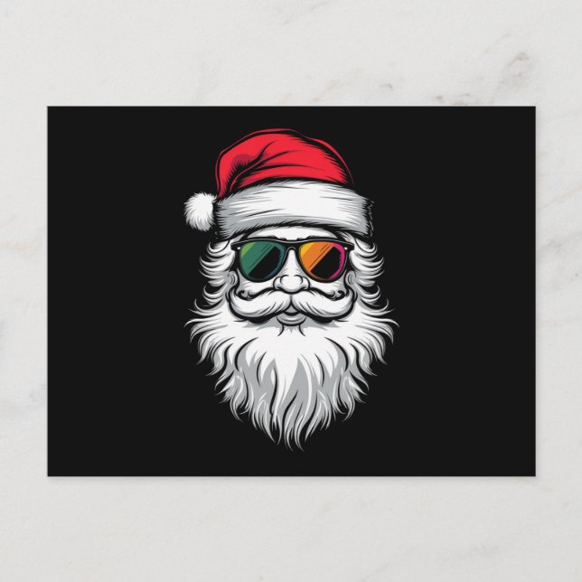 Cartes Pour Fêtes Annuelles Lunettes de soleil rétro visage de Santa Noël Xmas (Devant)